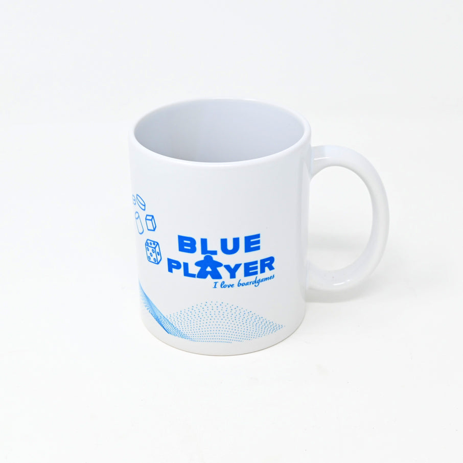 Tasse weiß mit Aufdruck - Blue Player mit Spielmaterial Motiv blau
