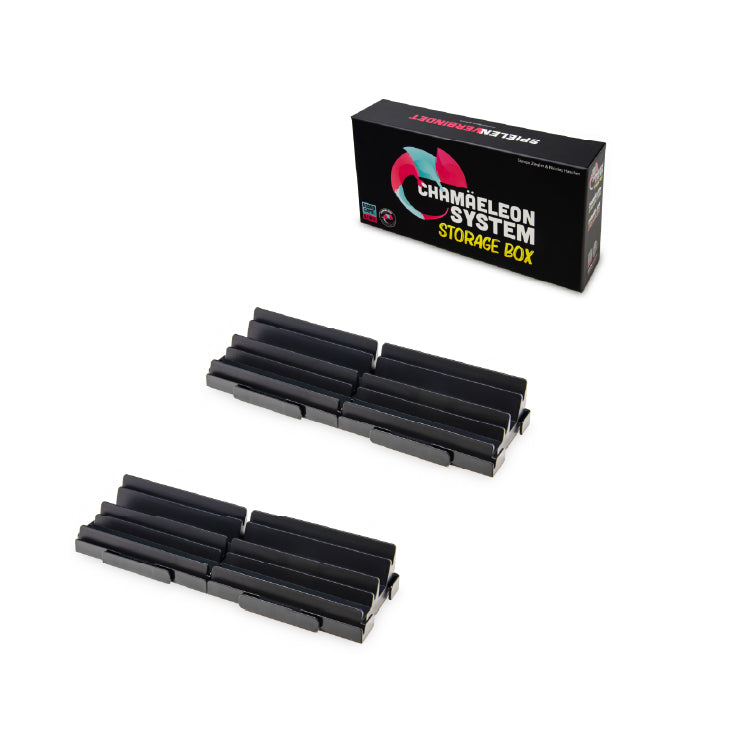 Chamäeleon "Kartenspieler Bundle" – 4 Kartenhalter (schwarz) + Kleine Storage Box