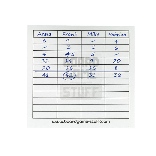 Score pad for board games and card games 50 sheets