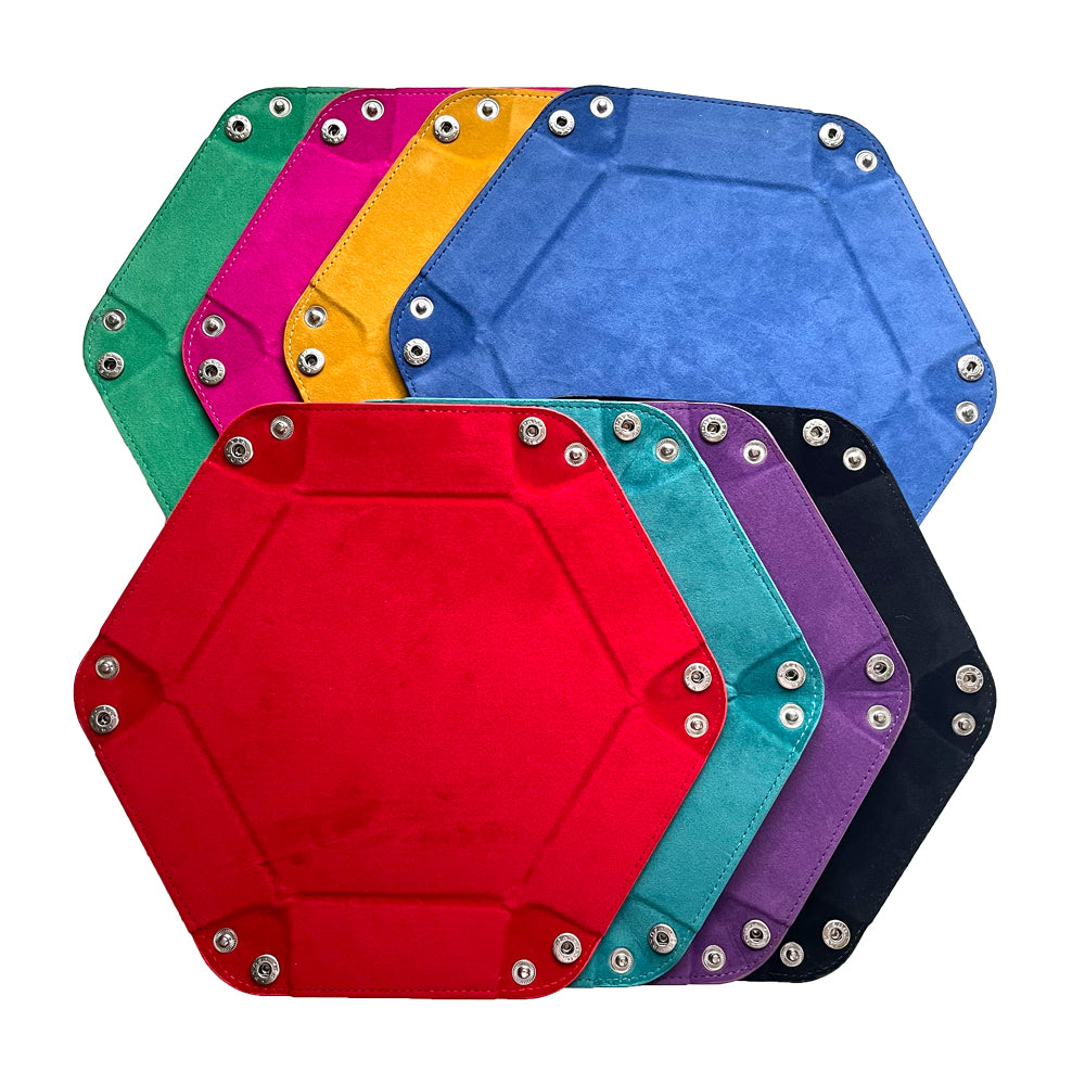 Dice Tray Foldable Hexagonal PU Leather Velvet
