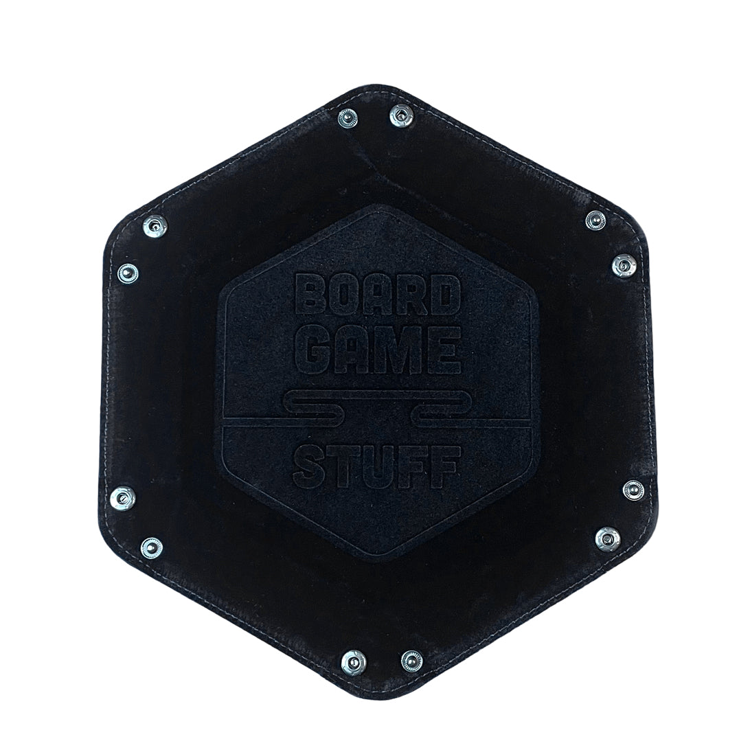 Premium Würfelteller Boardgame Stuff faltbar sechseckig hexagon schwarz Würfelspiele Brettspiele