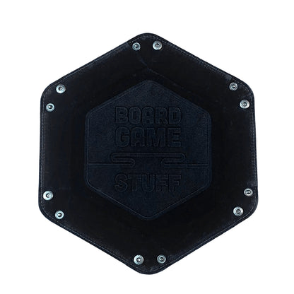 Premium Würfelteller Boardgame Stuff faltbar sechseckig hexagon schwarz Würfelspiele Brettspiele
