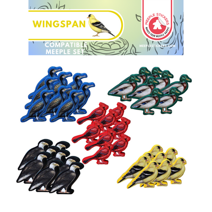 MeepleStickers + Holztoken Token aus Holz Flügelschlag Wingspan Sticker Pack Upgrades