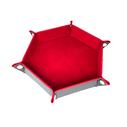 Dice Tray Foldable Hexagonal PU Leather Velvet